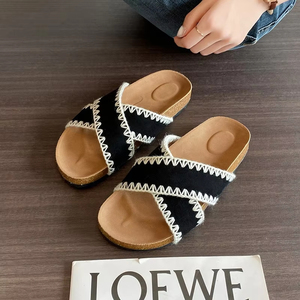 Sandalias de Plataforma con Tiras Cruzadas de Tela Vaquera para Mujer, Verano 2026, Sandalias Planas con Correa Trasera, Estilo Muffin - Product Image 5