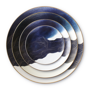 Commercio all'ingrosso Bone China Piatto Cena <span class=keywords><strong>Set</strong></span> <span class=keywords><strong>Blu</strong></span> e Oro di Nozze <span class=keywords><strong>Piatti</strong></span> Ambiente Amichevole Ceramica dinnerware - Product Image 2