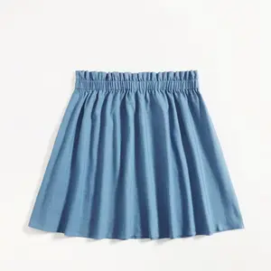 Saia de cintura de paperbag de verão, saia feminina de denim soft câray mini