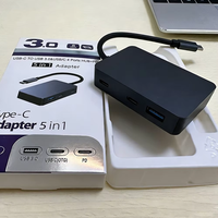 Hubs USB Portátiles 5 en 1 de Alta Calidad y Hub USB Multipuerto Tipo C de Aleación de Aluminio al por Mayor con 5 Puertos para Laptop