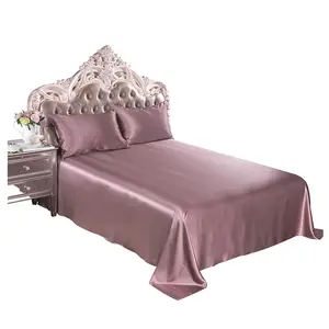 Jogo de cama de seda, conjunto de roupa de cama luxuosa para hotel, 100% seda pura, lençol, capa de edredão, seda, lençol plano