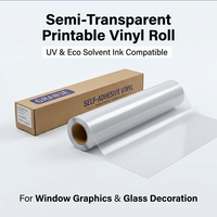 Rouleau de vinyle imprimable semi-transparent 1,27x50m compatible avec les solvants écologiques UV pour les graphiques de fenêtres et la décoration de verre