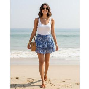 Mini-jupe d'été pour femme, confortable, légère, en tissu doux, taille haute, décontractée, tendance, pour les voyages et l'usage quotidien - Product Image 3