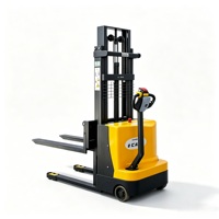Mini transpalette électrique hydraulique autoporté 1500 kg, levée 1600 mm, avec batterie sans entretien