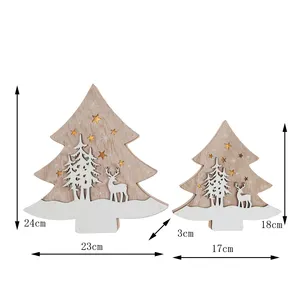 LED souhait de noël étoile cœur arbre pendentif bois arbre de noël ornement suspendu