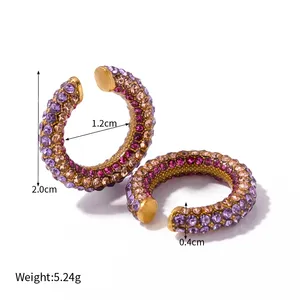 HP Fashion Style Creativity Solitaire Diamond Earrings CLIP Women 18k Gold Plated Stainless Steel Earrings Custom