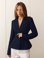 Blazer élégant pour femme, veste de costume formelle à revers et manches longues, coupe ajustée, idéal pour le bureau ou les occasions décontractées.
