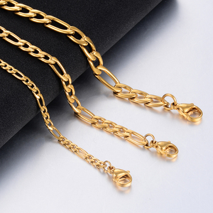 3mm/4.5mm/5mm chaîne à maillons Figaro en mètres bijoux collier <span class=keywords><strong>gourmette</strong></span> classique chaîne en acier inoxydable pour hommes et femmes - Product Image 4