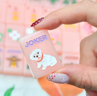 Tuiles de Mahjong en Acrylique Rose de Haute Qualité, Couleur Unie, Résistantes à l'Eau, Motif Créatif de Clown de Dessin Animé, Jeu Décontracté Exquis