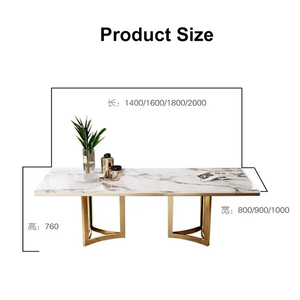 Ensemble de tables à manger de luxe en marbre moderne au design nouveau, qualité tactile, couleur crème - Product Image 6