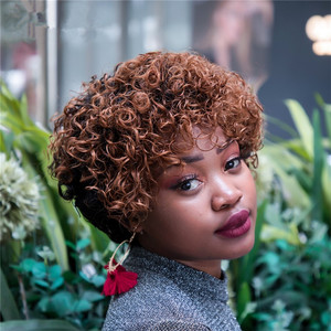 Parrucche per <span class=keywords><strong>capelli</strong></span> biondi Pixie a taglio corto a taglio molto basso ricci parrucche corte ritagliate Pixie Cut Short Hd Full Lace parrucche per <span class=keywords><strong>capelli</strong></span> umani - Product Image 1