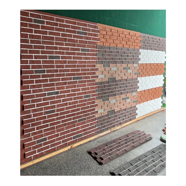 PU Faux Cultural Bricks 3D Background Decoration Gray PU Stone Wall Panel