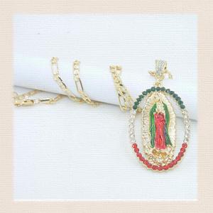 <span class=keywords><strong>Guadalupe</strong></span> Collar Rhinestone Tricolor De <span class=keywords><strong>La</strong></span> Joyeria Mexicana Santa María Nuestra Señora De <span class=keywords><strong>Guadalupe</strong></span> 14K Oro Laminado Collar - Product Image 3