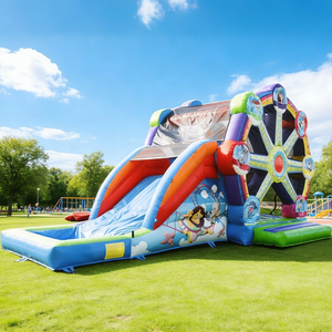 Inflables de Carnaval con Diseño de Noria, Casa de Brinco Inflable para Jardín, Toboganes de Agua con Piscina de Chapoteo, Combo de Tobogán Inflable y Zona de Chapoteo - Product Image 1