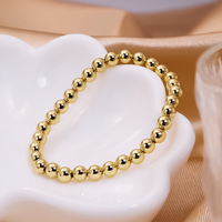 Bracelet minimaliste en acier inoxydable extensible avec perles, plaqué or 18 carats, délicat, lisse, empilable, pour usage quotidien, bijoux unisexe
