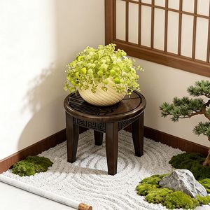 Mini Soporte para Plantas de Balcón, Estilo Chino Clásico Tallado, Estante para Plantas Verdes de Interior para Sala de Estar - Product Image 1
