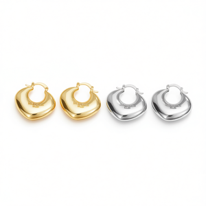 Orecchini a Cerchio Louvanc a Forma di Cuore, Placcati in Oro, in Lega di Zinco, Unisex, Gioielli alla Moda, Colore Oro 18K o Argento a Scelta - Product Image 1