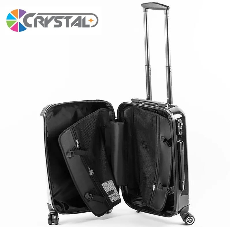 Crystal Patent Personalized Luggage Logo Brands Printing Customized Luggage 3 Pieces Set Travel Luggage