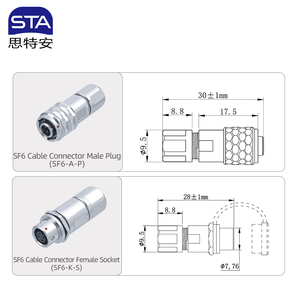 Conector de cable impermeable STA SF6 IP67, enchufe y enchufe de aviación de Metal de inserción rápida de 2-5 Pines, enchufe de tuerca autoblocante Push-Pull - Product Image 6