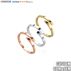 CAIOOCHE Bague ajustable pour femme en <span class=keywords><strong>acier</strong></span> <span class=keywords><strong>inoxydable</strong></span> 18K plaqué or, personnalisable et gravée, inaltérable - Product Image 1