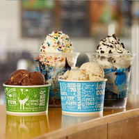 Gobelets à crème glacée en papier de marque imprimés en gros, vente chaude, 3 oz, 4 oz, 5 oz, 6 oz, 8 oz, 10 oz, 12 oz, 16 oz, 20 oz, 24 oz, 26 oz, 32 oz