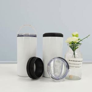 Vaso Térmico de Acero Inoxidable de 16 oz, Blanco, para Bebidas, Aislante, de Doble Pared, para Sublimación, Enfriador de Latas de Cerveza y Refrescos - Product Image 1