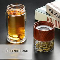 Bouteille d'eau en verre borosilicate de haute qualité CHUFENG Tea Master, à double paroi, anti-brûlure, pour le bureau