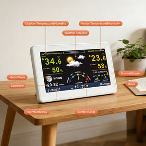 Termómetro con Pantalla a Color, 3 Sensores, Monitor <span class=keywords><strong>de</strong></span> Temperatura Diario, <span class=keywords><strong>Reloj</strong></span> Digital <span class=keywords><strong>de</strong></span> Pared, Estación Meteorológica Interior y Exterior para el Hogar - Product Image 2