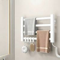 Sèche-serviettes électrique intelligent avec chauffage et séchage, design moderne, 4 barres, sans perçage, en alliage d'aluminium pour salle de bain
