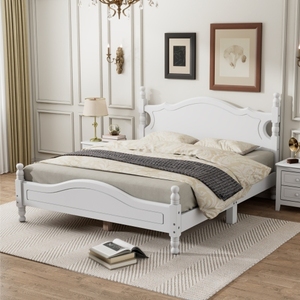 Modern Queen Size Solid <b>Pine</b> Wood Eco-Friendly Durable Platform <b>Bed</b> <b>Frame</b> with Wooden Slat Support for Bedroom Home Furniture - Product Image 1