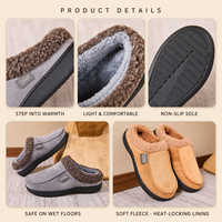 Chaussons mules fermés pour hommes, doublés polaire chauds pour l'hiver, antidérapants, à semelle épaisse, confortables pour l'intérieur et l'extérieur