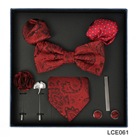 8-teiliges formelles Set mit Fliege für Hochzeitsbräutigam, komplettes Accessoire, rotes Paisley-Muster, formelles Geschenk für den Abschlussball, Smoking