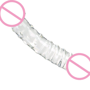 Dildo <span class=keywords><strong>in</strong></span> Vetro Trasparente a Doppia Estremità, Stimolatore Punto G, Masturbatore Femminile Realistico con Texture - Product Image 2