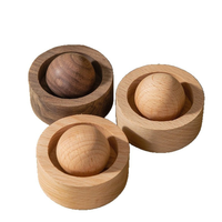 Diffuseur d'aromathérapie minimaliste en bois massif, boule et support en bois compact, ensemble de parfum d'ambiance sans flamme