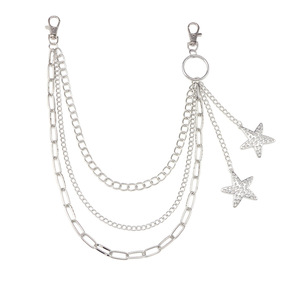 จี้รูปดาวแบบโปร่งหลายชั้น โซ่คล้องกางเกงโลหะผสมสังกะสี สไตล์พังก์ โซ่คาดเอว เครื่องประดับสำหรับใส่ทุกวัน - Product Image 5