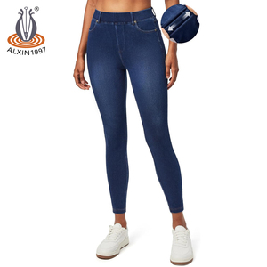 Alxin Leggings skinny en jean <span class=keywords><strong>taille</strong></span> <span class=keywords><strong>haute</strong></span> pour femmes <span class=keywords><strong>jegging</strong></span> extensible avec poches personnalisées tendance mode simple - Product Image 6