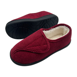 Women's Wide House Shoes Cozy Fleece Lined Non-slip Arthritis Edema Memory Foam <strong>Diabetic</strong> Corduroy <strong>Slippers</strong> - Product Image 3