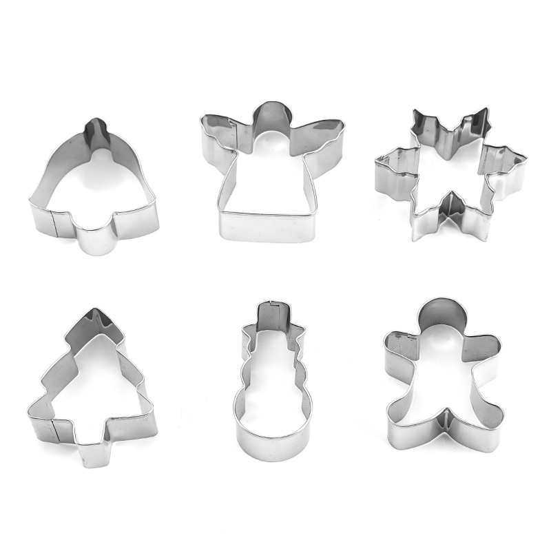 6 Piece Christmas Tree Snowman Cookie Cutters Set Stainless Steel Biscuit Cookies Molds For Kids