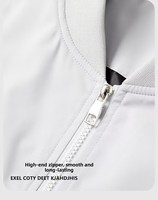 Blouson bomber à col baseball 100% polyester léger, veste décontractée streetwear avec fermeture éclair