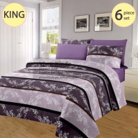 Ensemble de literie à imprimé floral tendance, 1 couette, 1 drap, 4 taies d'oreiller, literie douce pour la chambre principale, usage domestique