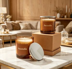 Bougie parfumée en cire de soja Ascendia dans un bocal en verre, élégante, aromathérapie, décoration d'intérieur, parfum floral, durée de combustion de 40 à 60 heures - Product Image 1