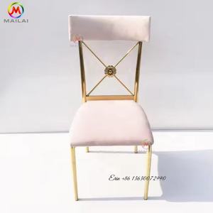 Ghế ăn tiệc bằng thép không gỉ bọc nhung màu vàng dành cho khách sạn, sự kiện, tiệc cưới - Product Image 1