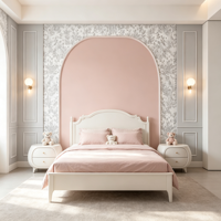 Papier peint rose minimaliste, papier peint rose clair style français, fond rose crème pour mur de télévision dans le salon et tête de lit de chambre à coucher