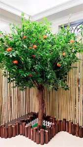 <span class=keywords><strong>Arbre</strong></span> décoratif d'extérieur en plastique, imitation fruits (pomme, orange, <span class=keywords><strong>kaki</strong></span>, grenade, banane, pêche) avec effet floqué pour aménagement paysager - Product Image 6