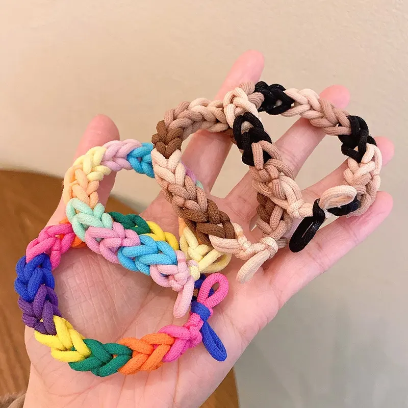 Wholesale bulk mixed spiraled hair tie bracelet girls bow crochet braid knotted elastic ring rope hair rubber bands for women