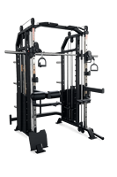 Máquina Smith Comercial, Entrenador Funcional Integrado con Power Rack, Carga por Pin, Polea Doble Ajustable, Lat Pulldown, Remo Bajo para Gimnasio