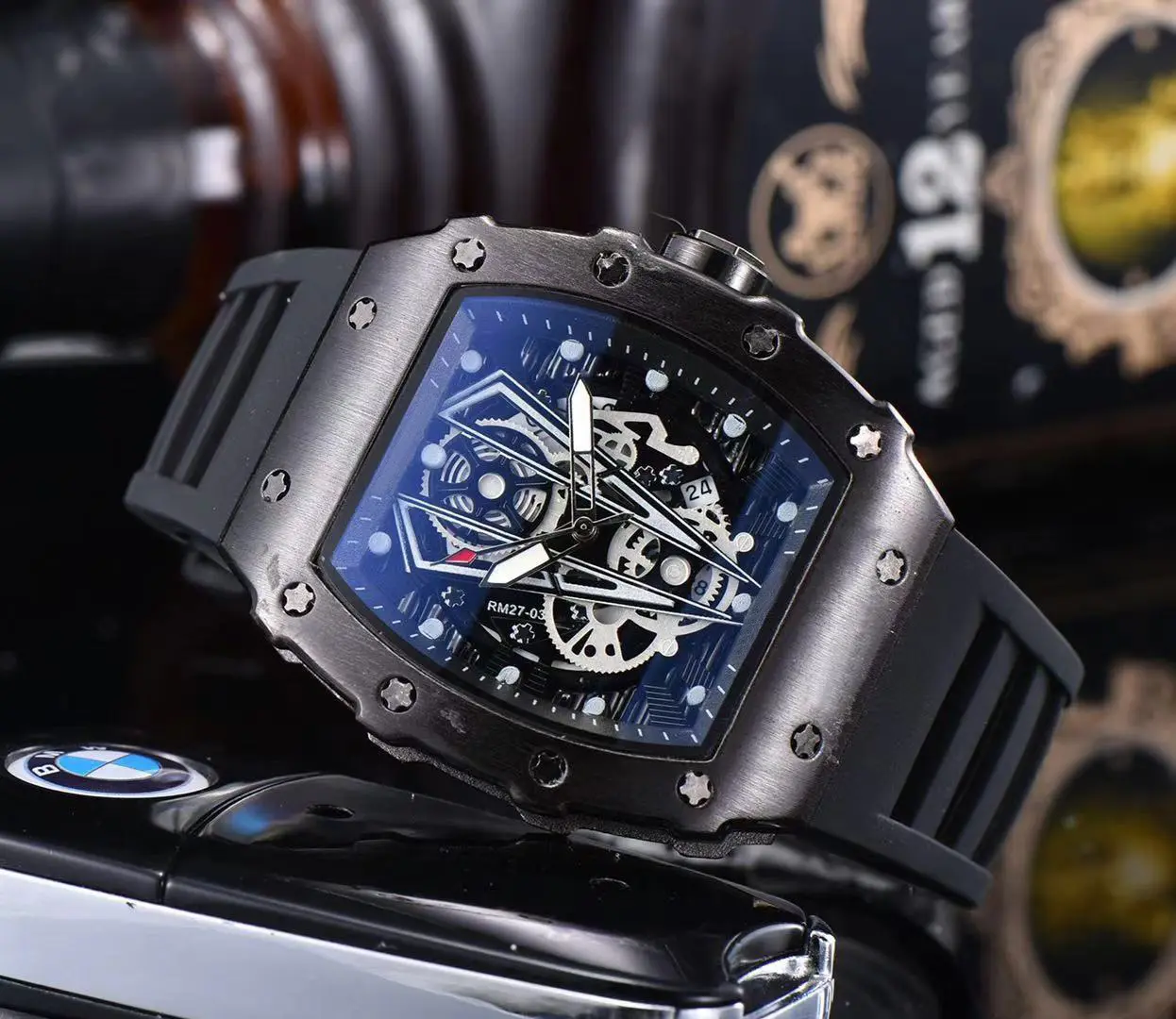 2022 New Trend Quartz Watch 9791C Hollow Fashion Personality Ghost Head Quartz Men's Watch Quartz Men's Watch