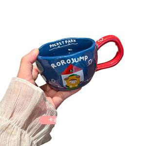 ซูโอมู โรโรจัมพ์แก้วเซรามิก 300 มล. ทนความร้อนพร้อมฝาปิดใช้ในบ้านสำนักงานถ้วยของขวัญคู่รักน่ารัก - Product Image 4