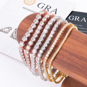 Chaîne de tennis en argent sterling 925 avec moissanite VVS, vente chaude, glacée, 3 mm, 6/6,5/7/7,5/8/8,5 pouces, bracelet de tennis pour homme et femme - Product Image 4