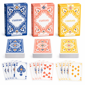 Jeu de cartes personnalisé mexicain Talavera à motifs floraux, bleu et blanc, style céramique, cadeau culturel - Product Image 4